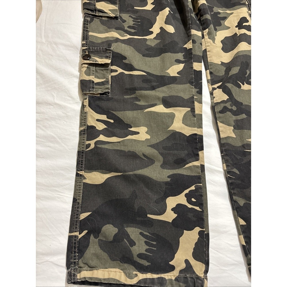Mens Woodland Camo Cargo Pants Green Brown Tan Utility Multi Pocket Trousers - Picture 2 of 14